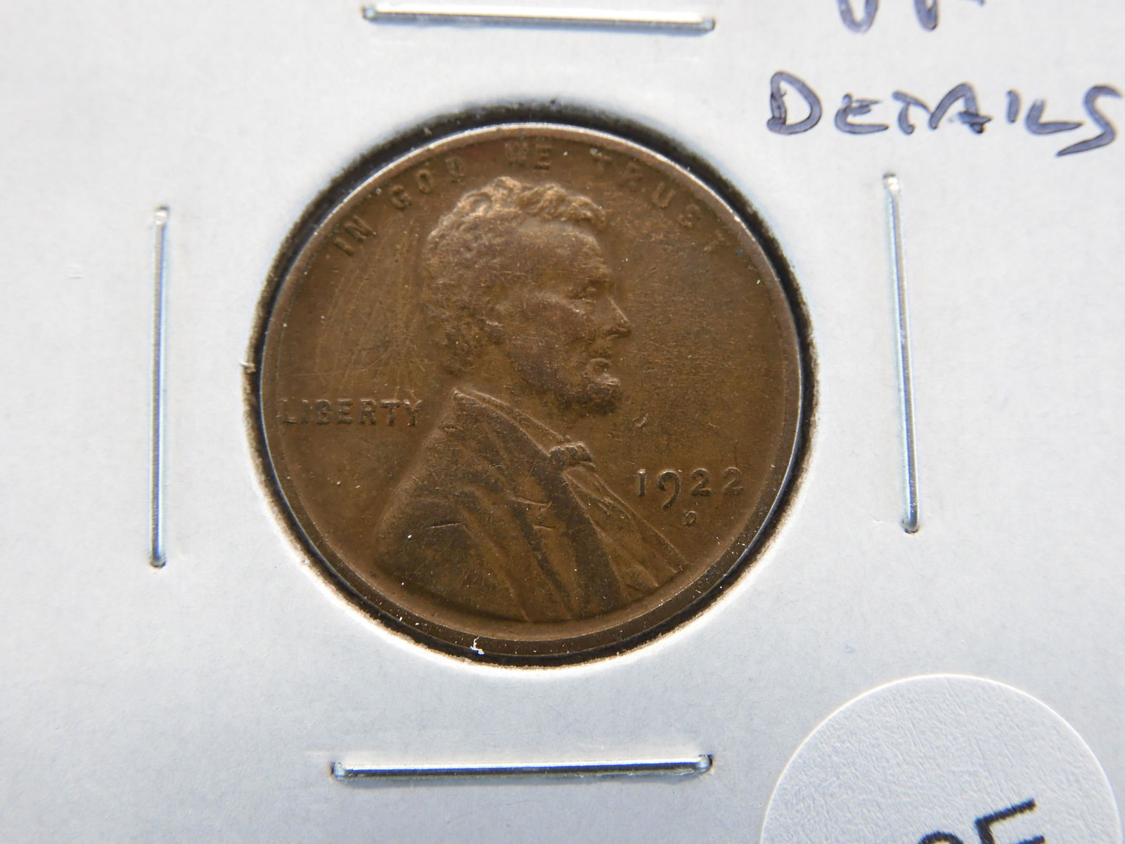 1922-D Lincoln 1c.  VF Details. (1 of 2)