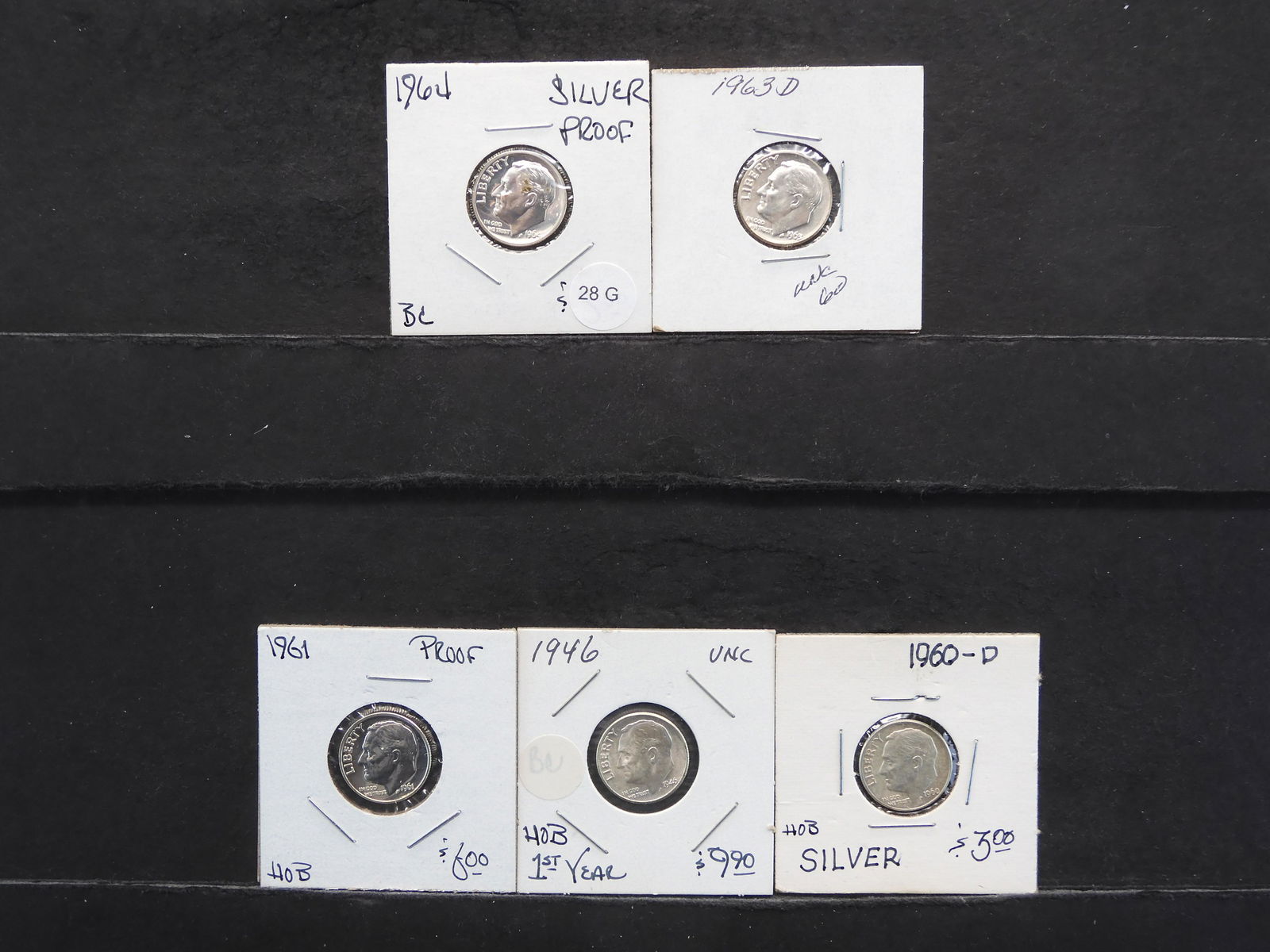 (5) 90% Silver Roosevelt Dimes (1 of 5)
