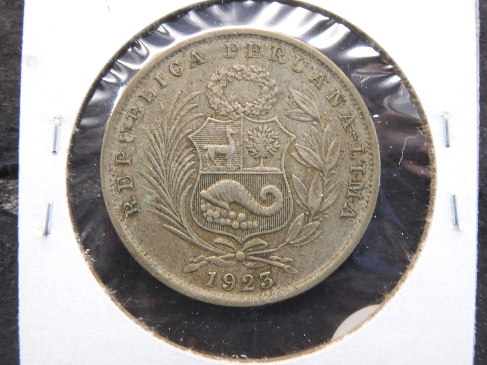 1923 Peru Â½ Sol Silver.  XF.  Classic. (1 of 3)