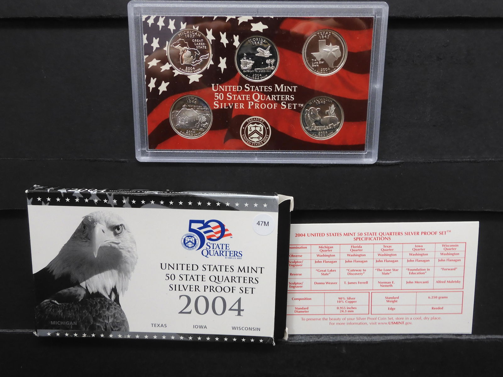 2004-S US Mint State Quarters SILVER 5-Coin Proof Set (1 of 4)