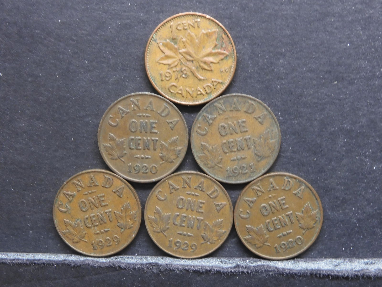 Six Canada (1920, 29, 20, 29, 73, 21) One Cent (1 of 2)