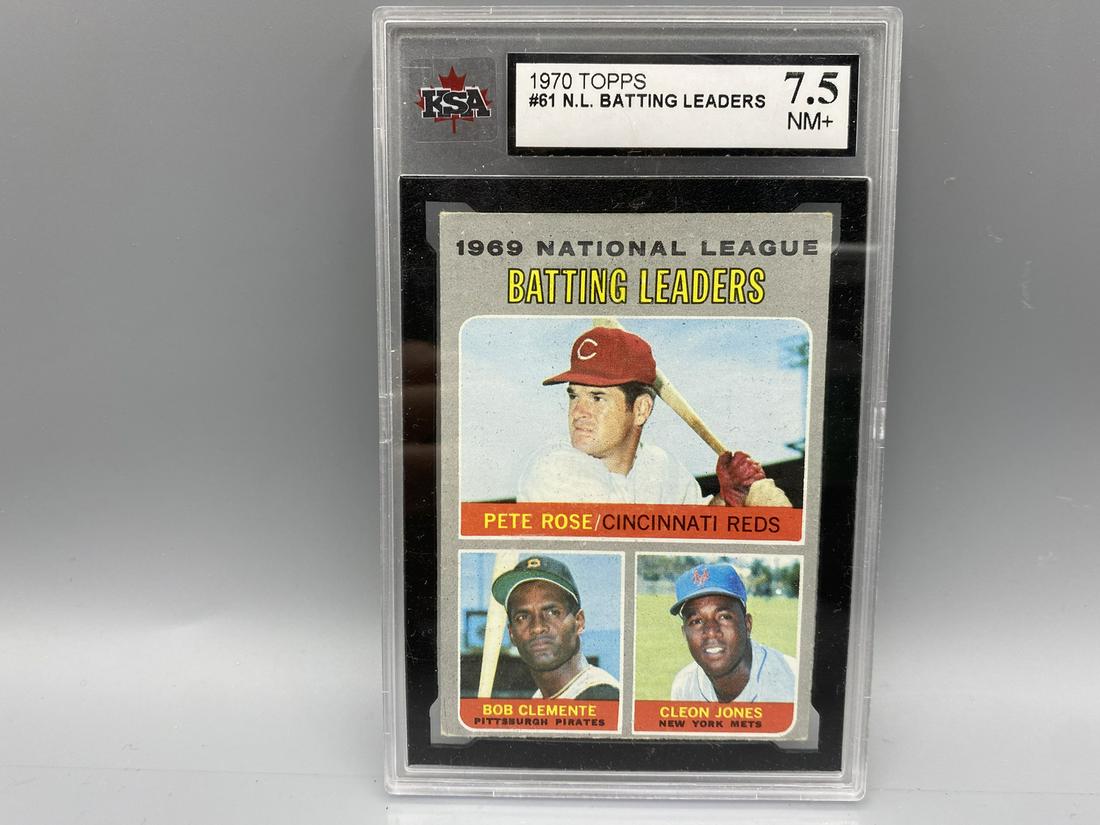 1970 Topps NL Batting Leaders Pete Rose, Bob Clemente,: 1970 Topps NL Batting Leaders Pete Rose, Bob Clemente, Cleon Jones #61 KSA NM+ 7.5