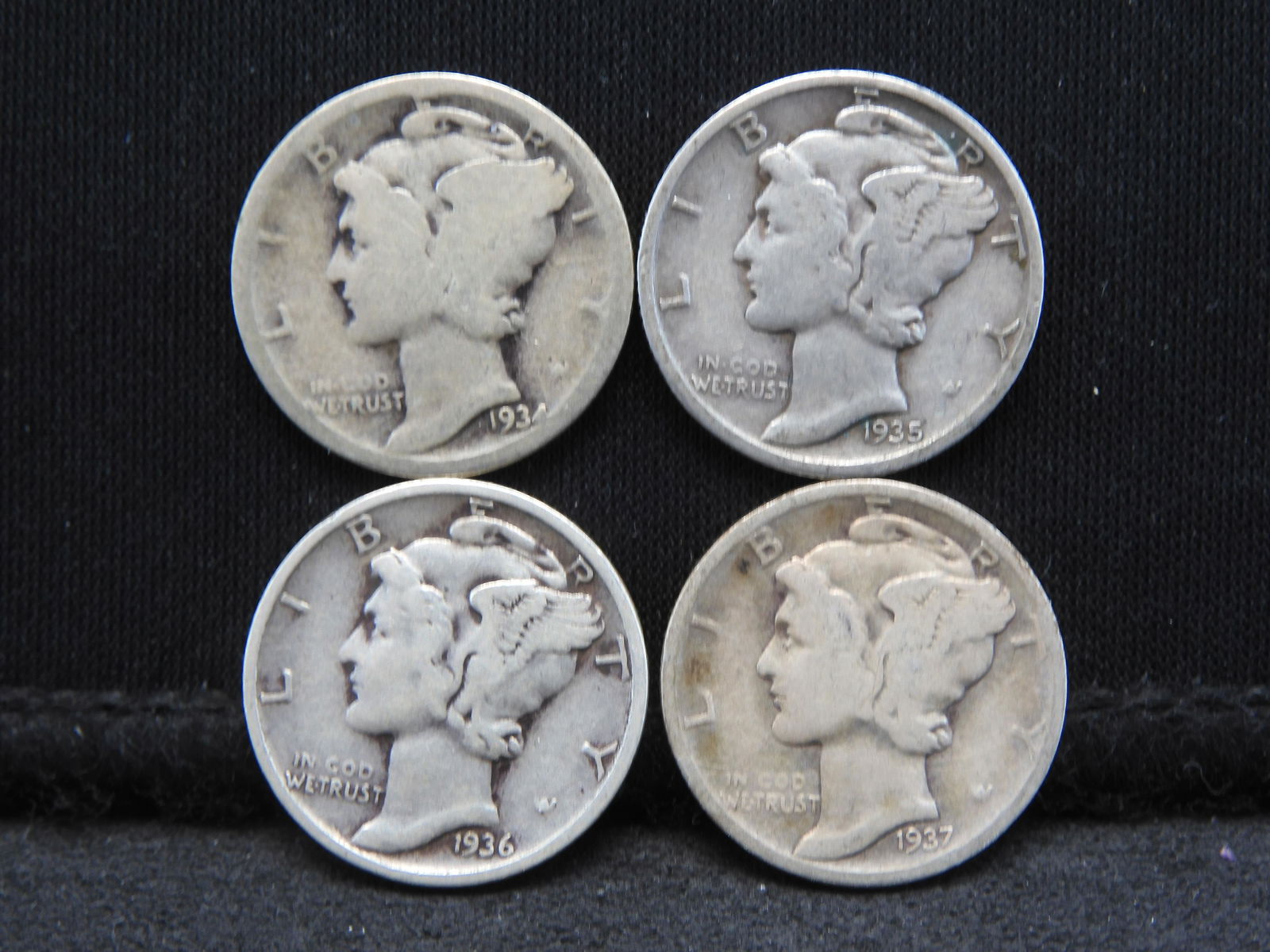 1934, 1935, 1935, 1937 Mercury Dimes (1 of 2)