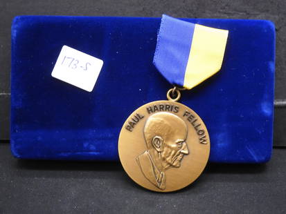 Paul Harris Fellow medal and ribbon in case: Paul Harris Fellow medal and ribbon in case