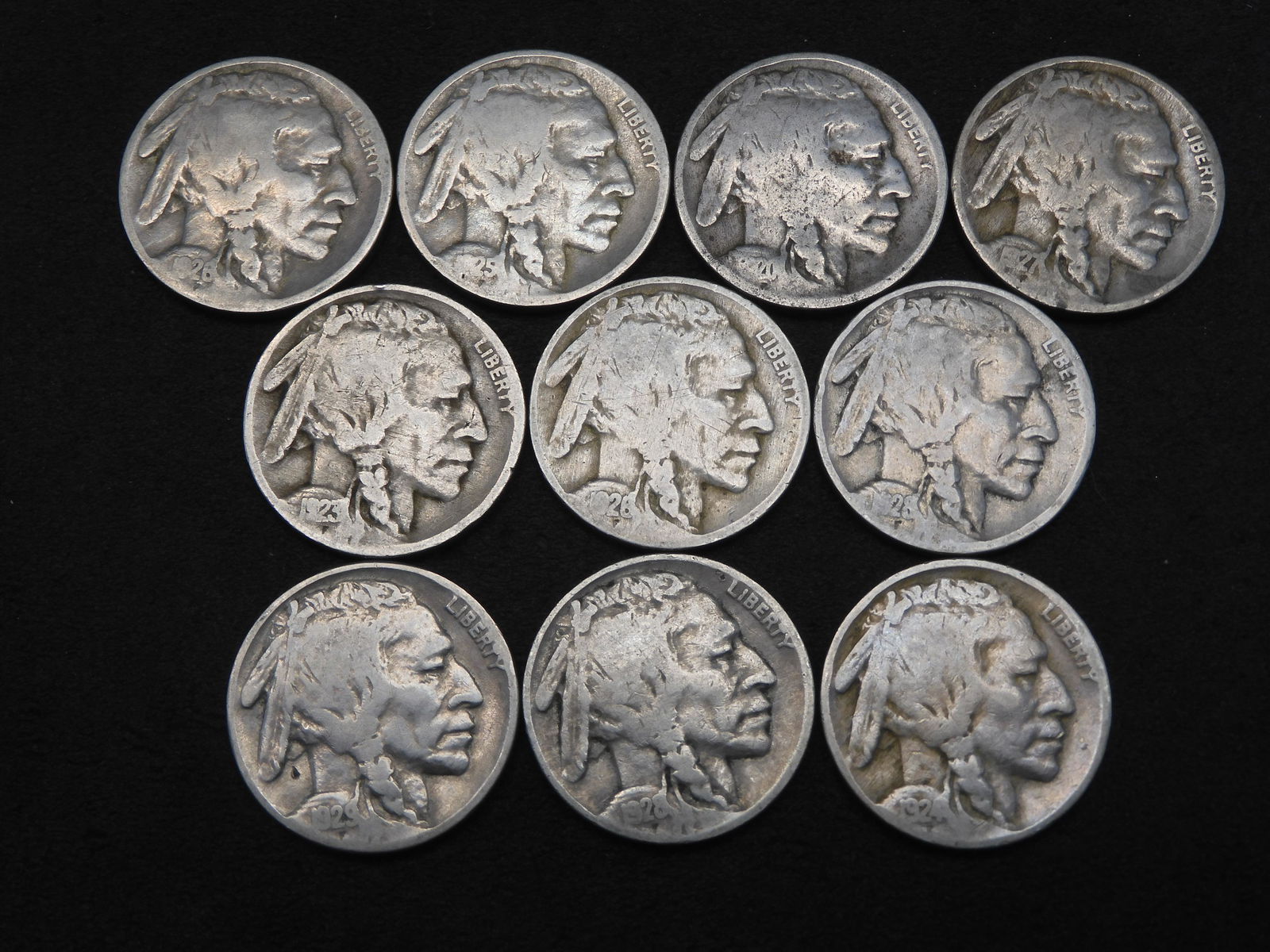 1920-1929 Buffalo Nickels (10 Coins Total) (1 of 2)