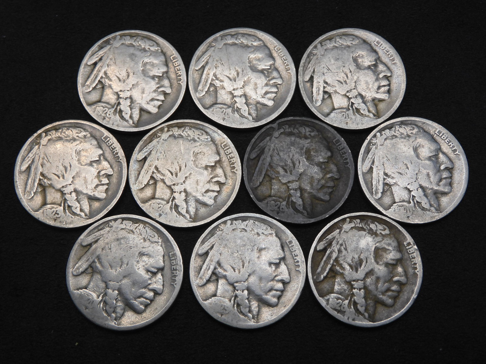 1920-1928 Buffalo Nickels (10 Coins Total) (1 of 2)