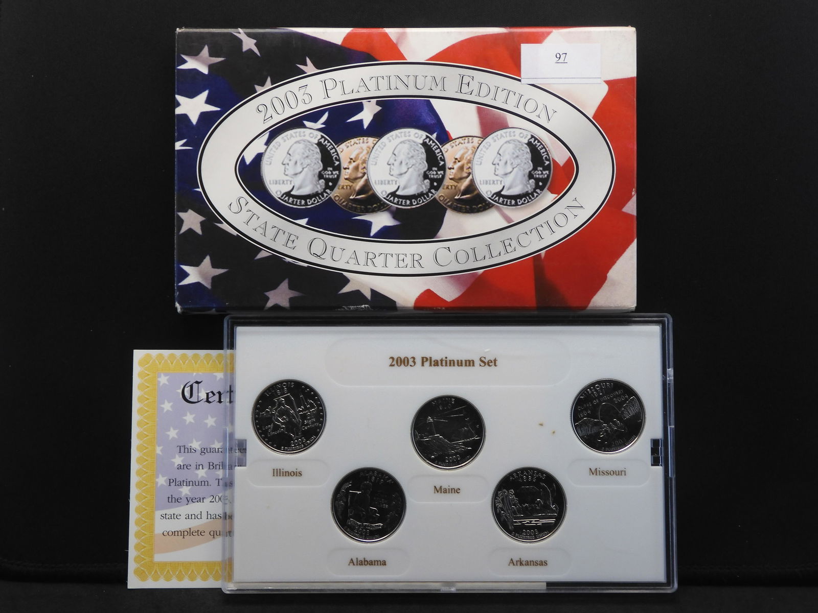 2003 U.S. Platinum Layered Statehood 5 Quarter Set -: 2003 U.S. Platinum Layered Statehood 5 Quarter Set - Brilliant Unc!