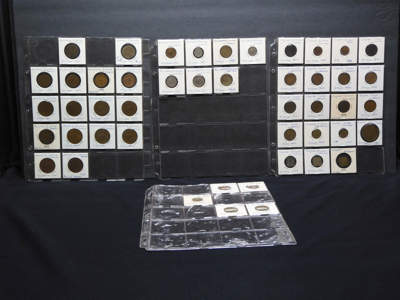 World Coins - Australia & Bulgaria & Ceylon - All Are: World Coins - Australia & Bulgaria & Ceylon - All Are Identified and Organized in Pocket Pages - 47 Coins NICE!!