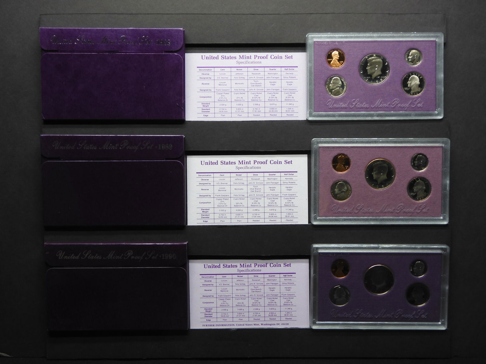 Trio!!  1988-S, 1989-S, 1990-S  U.S. Mint Proof Sets (1 of 10)