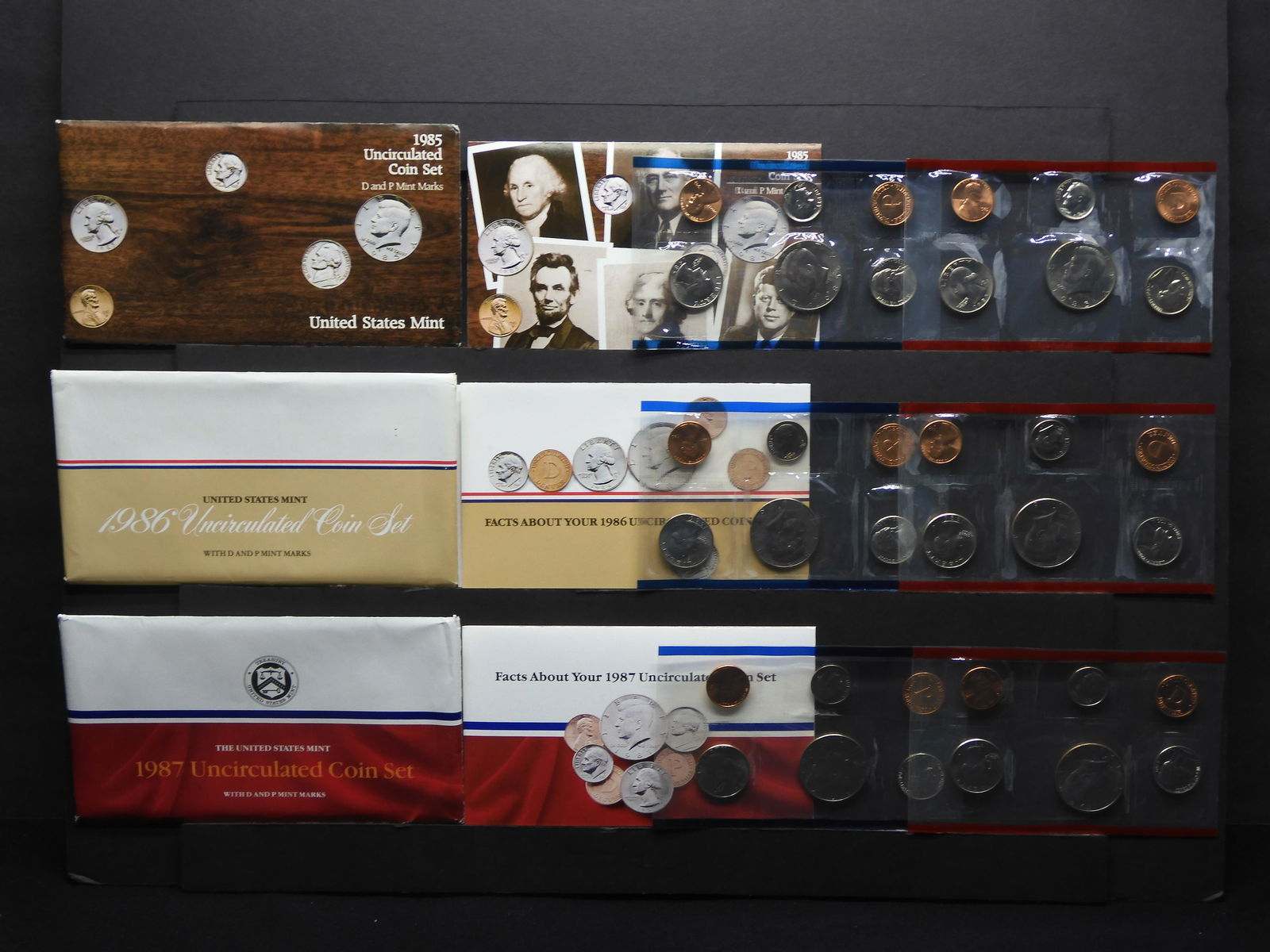 1985, 1985, 1987 U.S. Uncirculated P & D Mint Sets OGP (1 of 10)