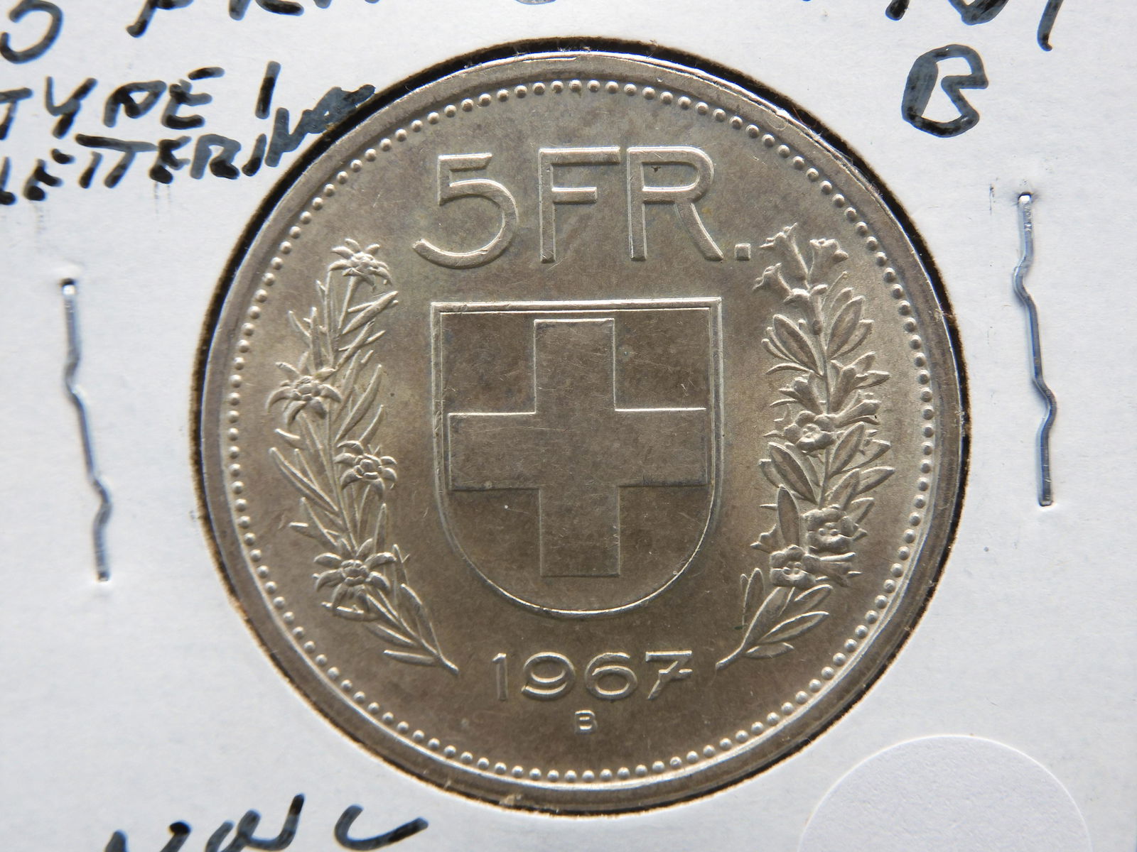 1967 B 5 Francs From Switzerland 83.5% Silver (1 of 3)