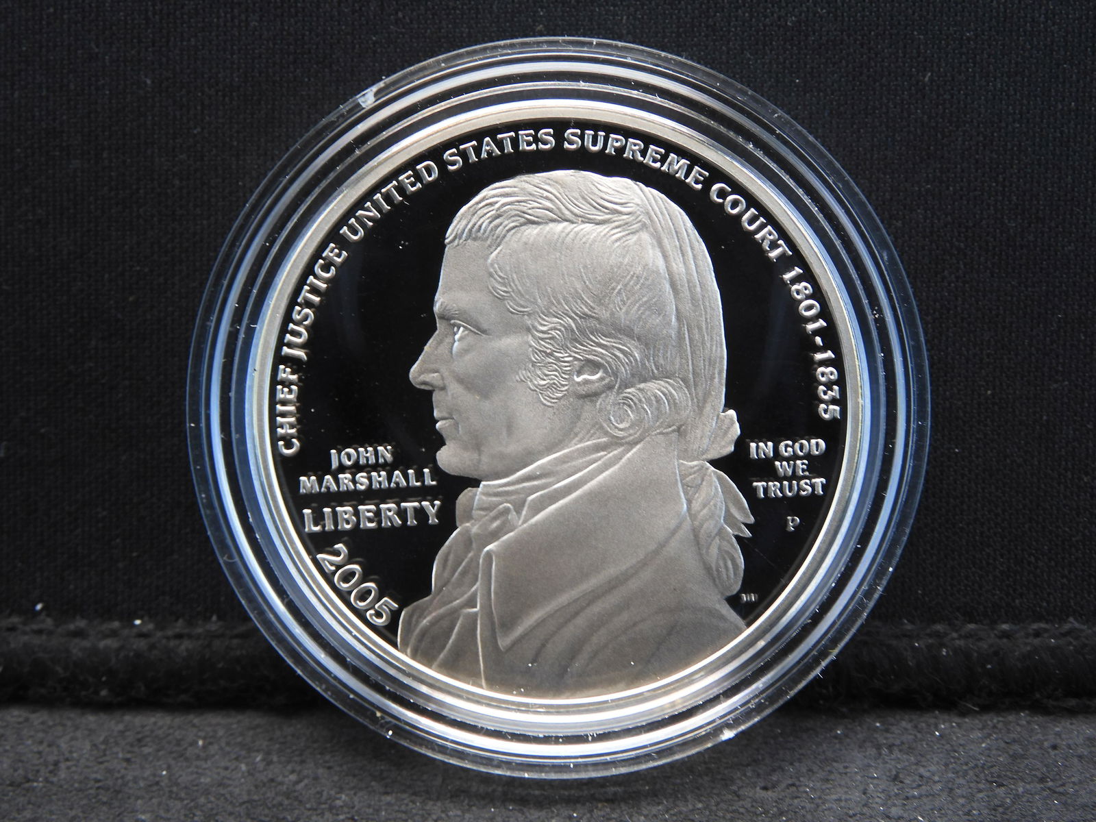 2005 P Chief Justice John Marshall Commemorative 90%: 2005 P Chief Justice John Marshall Commemorative 90% Silver $1. In original capsule. GEM Prof