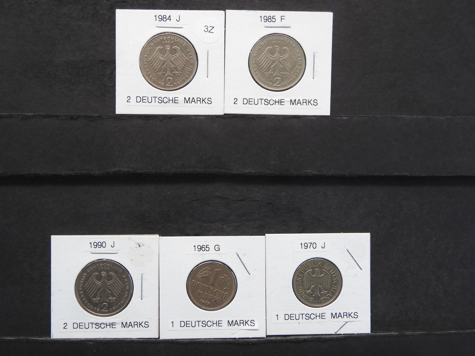 1965-G, 1970-J 1 DEUTSCHE MARK & 1984-J, 1985-F, 1990-J (1 of 5)