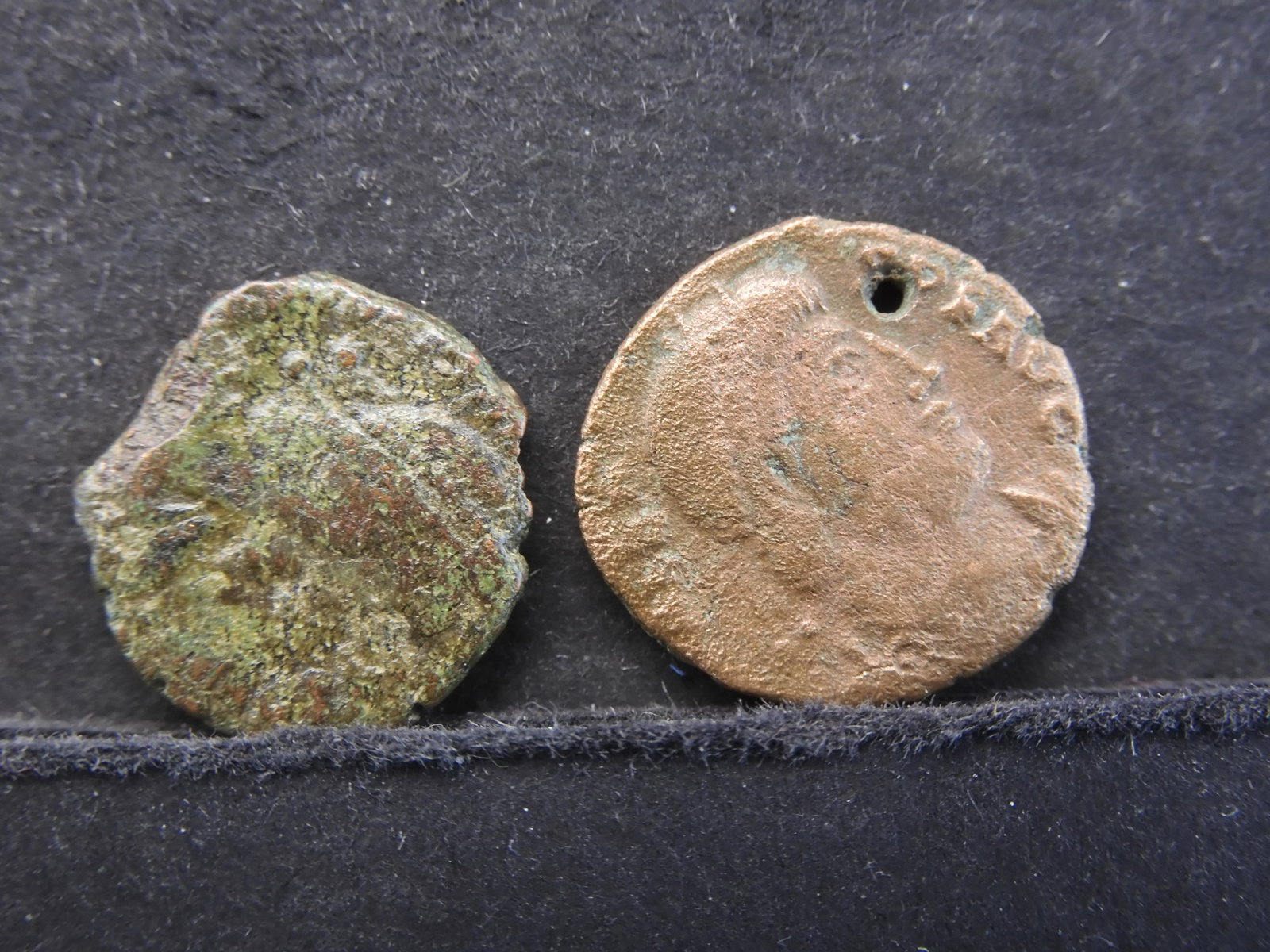 (2) 175-330 AD (1 HOLED) ANCIENT ROMAN COINS, (OVER: (2) 175-330 AD (1 HOLED) ANCIENT ROMAN COINS, (OVER 1,600 YRS OLD)!