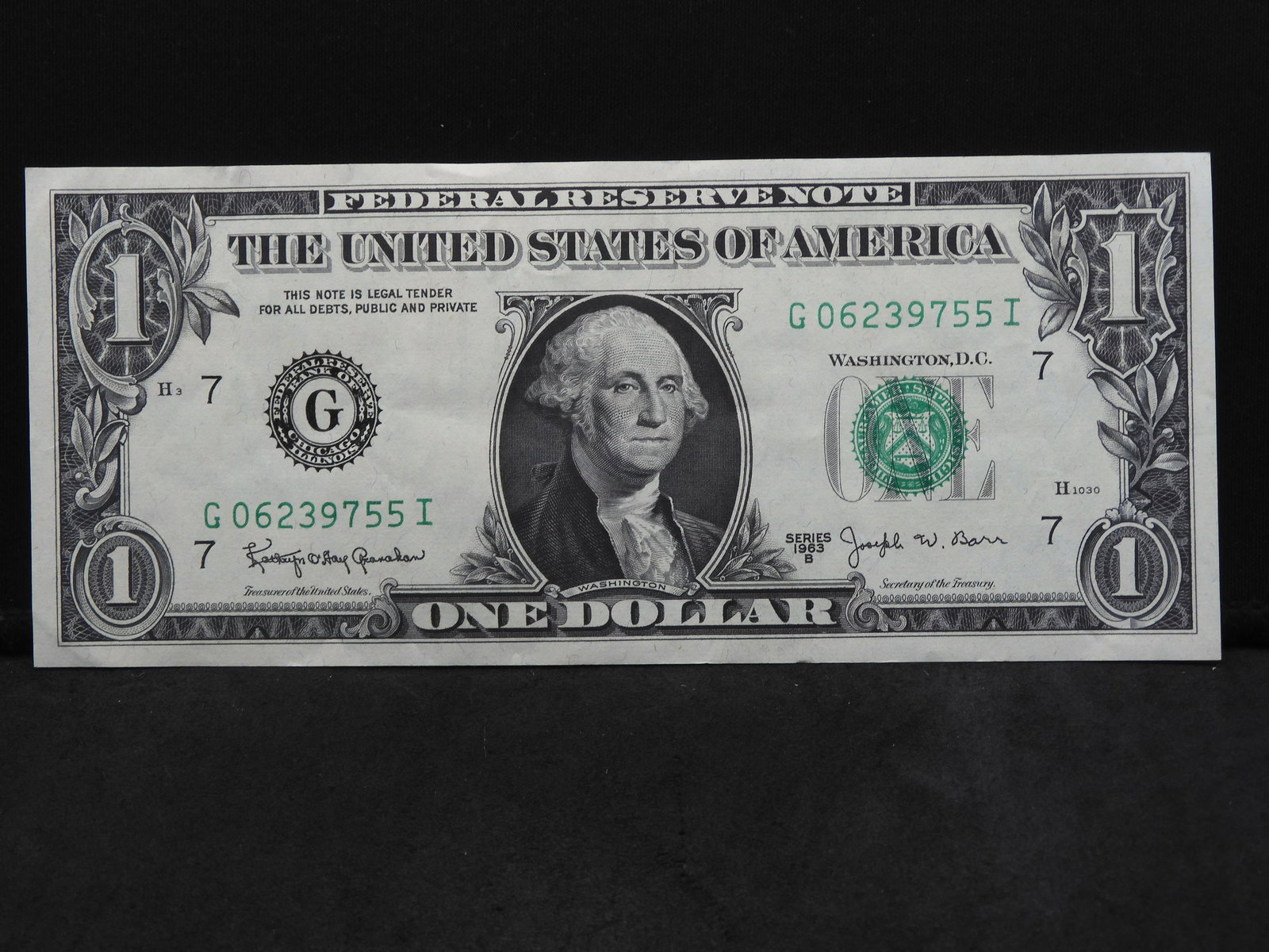 Series 1963-B U.S. Federal Reserve $1 Note - Bank of (1 of 3)