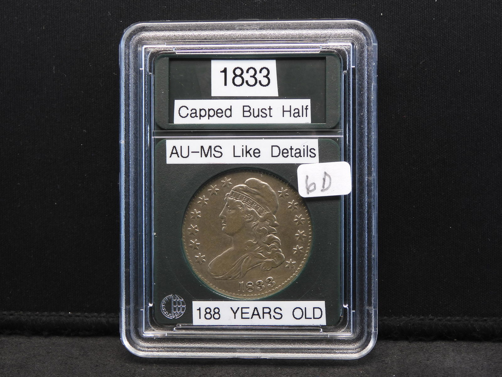 1833 Capped Bust Half Dollar, AU-MS Like Details, 188 (1 of 4)