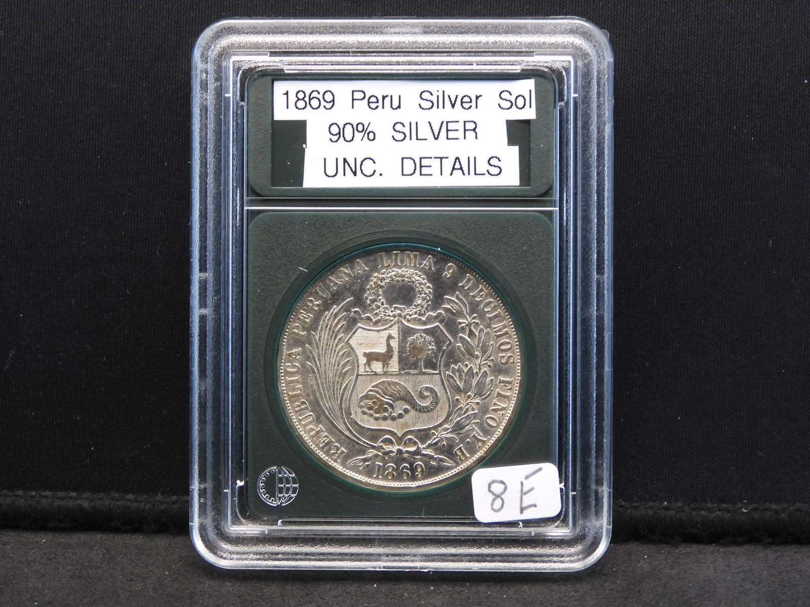 1869 Peru Silver Sol, 90% Silver, Uncirculated Details (1 of 4)