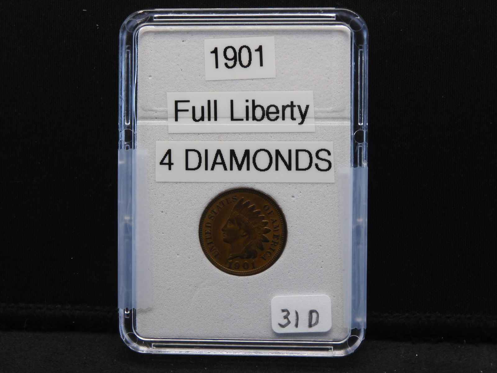 1901 Indian Head Cent, Full Liberty, 4 Diamonds (1 of 4)