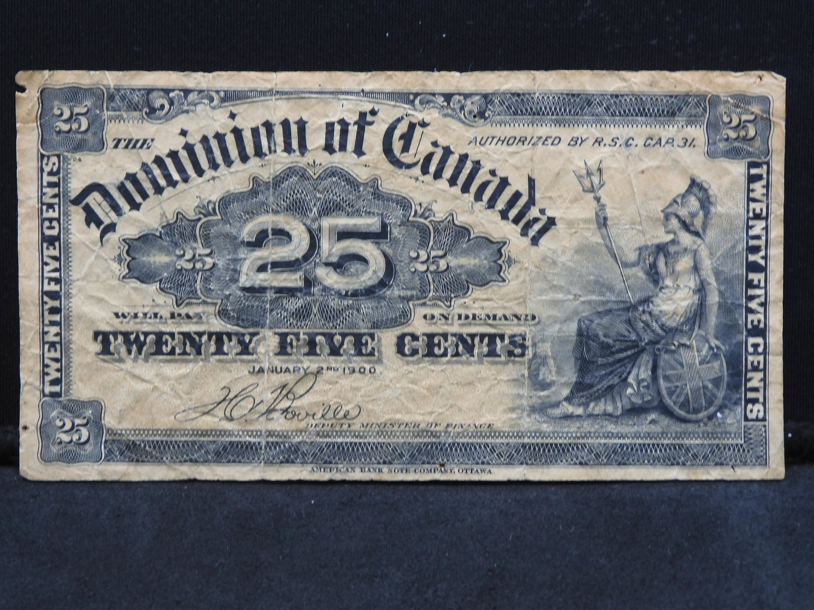 1900 Canada Paper Quarter.  Very Fine. (1 of 4)