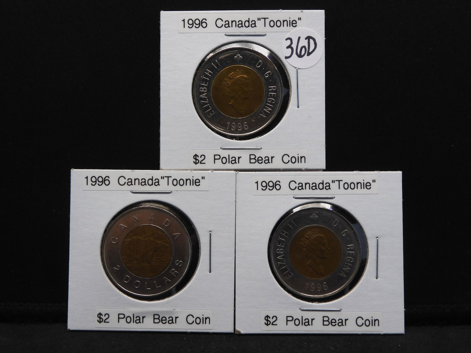 3 â€“ 1996 Canadian $2.00 Coins (1 of 7)
