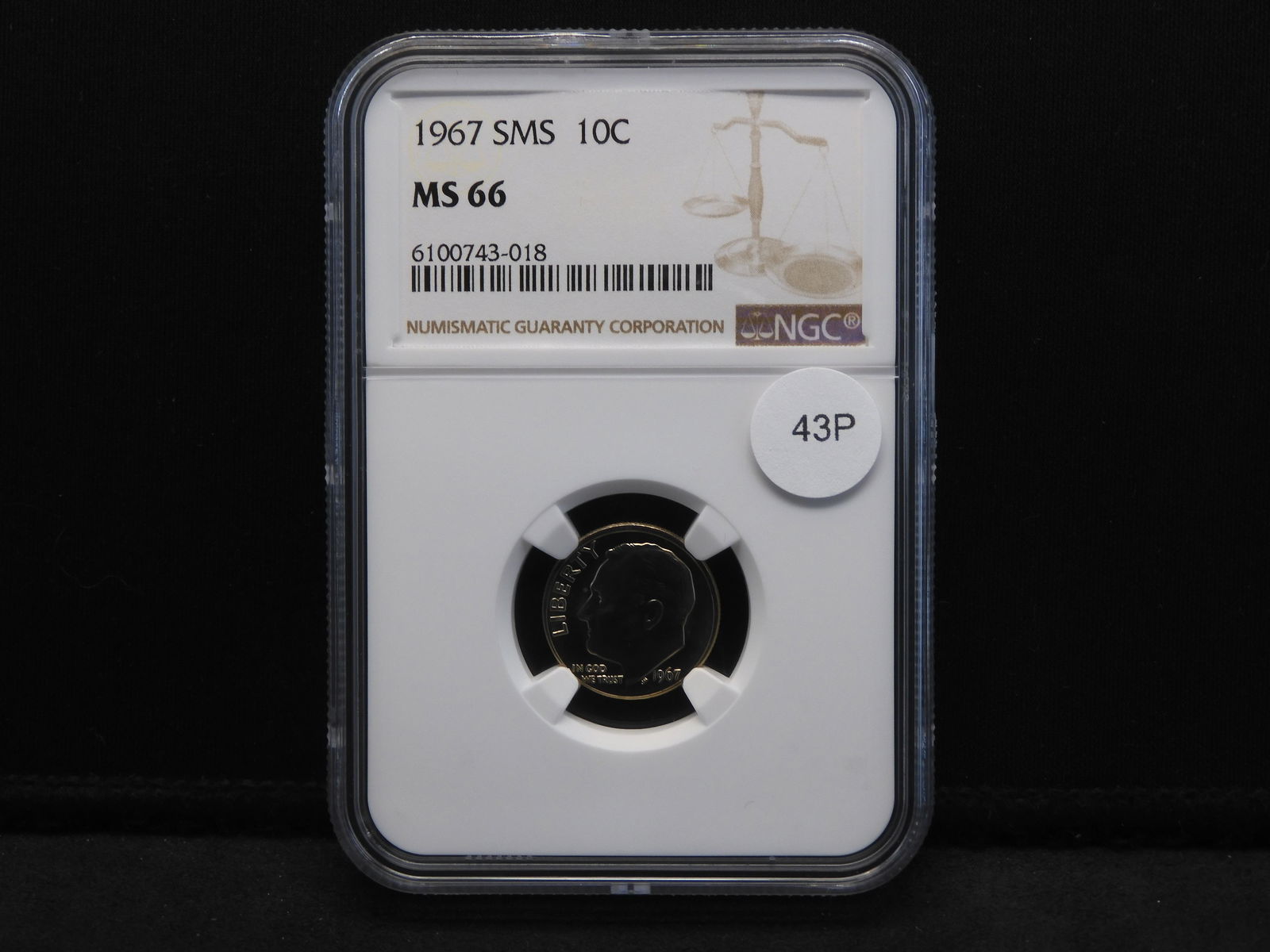1967 Roosevelt Dime - NGC - MS 66 - SMS (1 of 4)