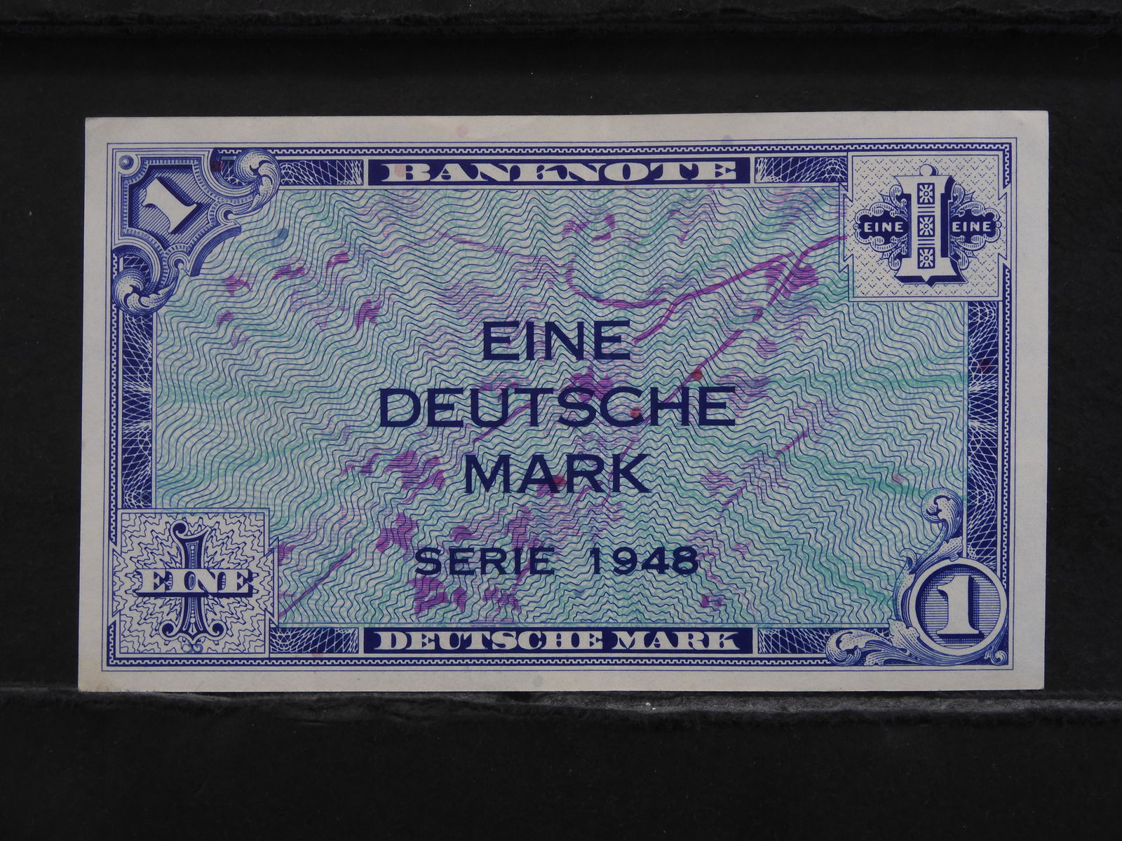 1948 Germany 1 Deutsche Mark.  Crisp AU+.  Scarce. (1 of 3)