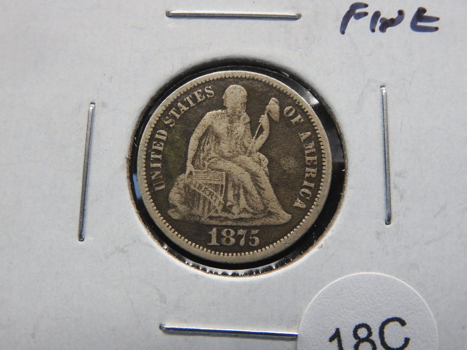1875 Seated 10c.  Fine. (1 of 3)