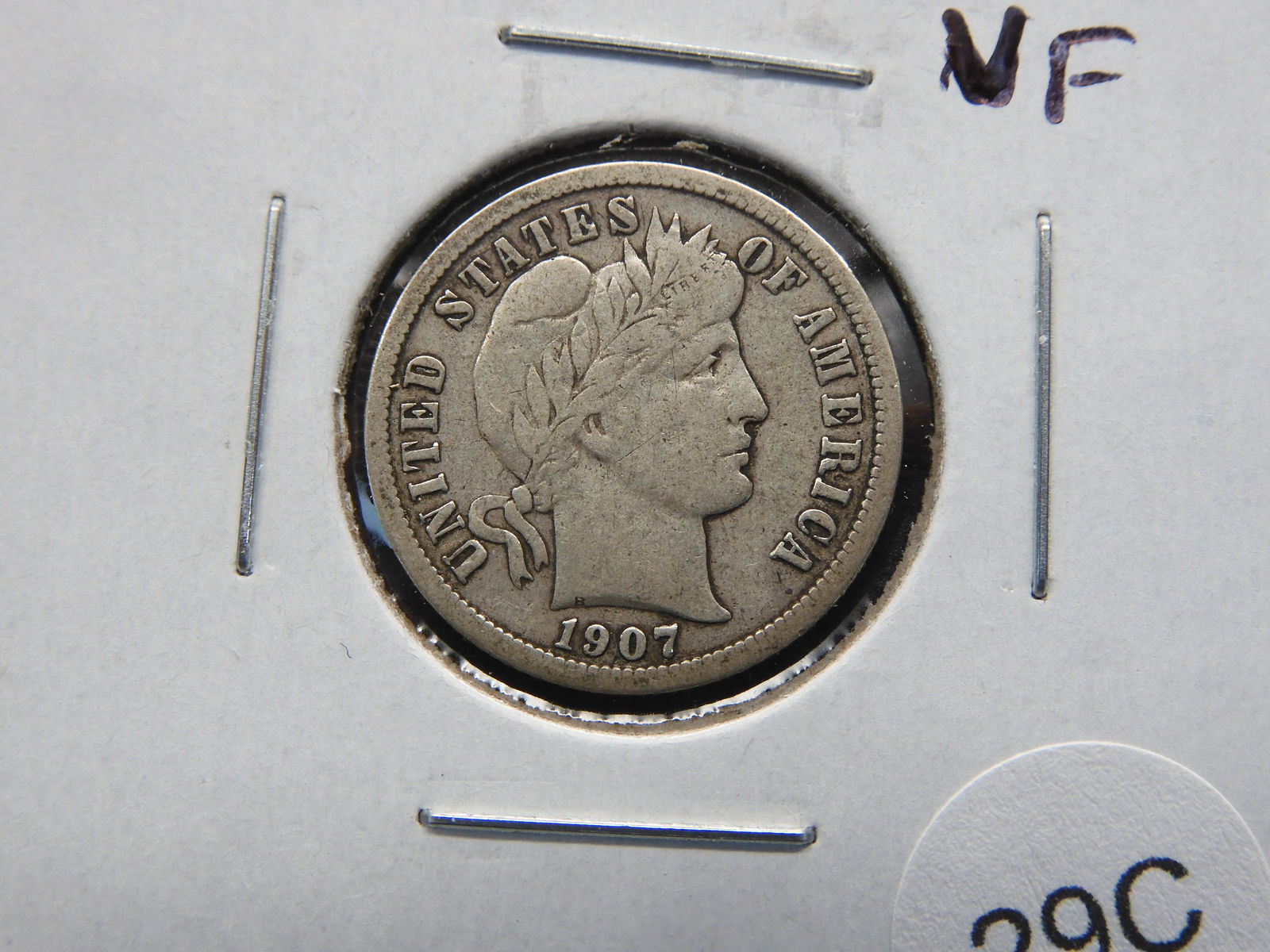 1907-D Barber 10c.  VF. (1 of 3)