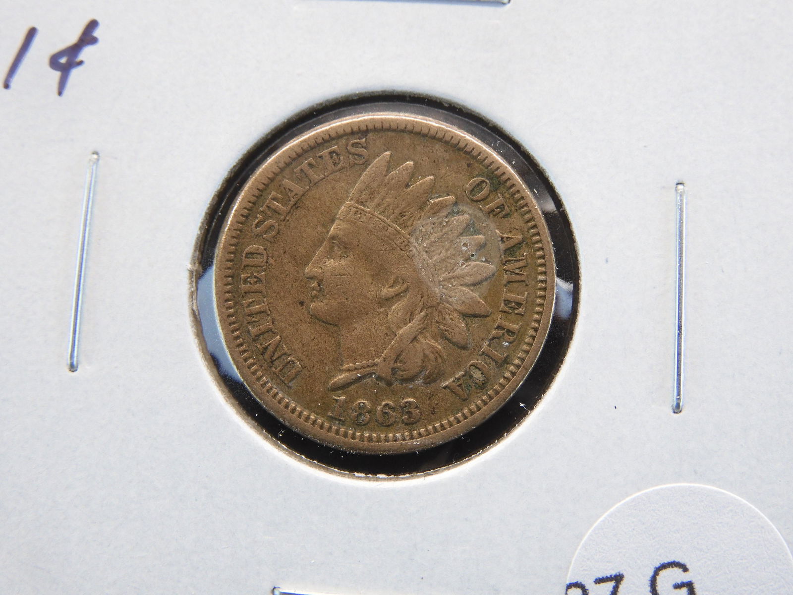 1863 Indian 1c.  Fine+. (1 of 3)