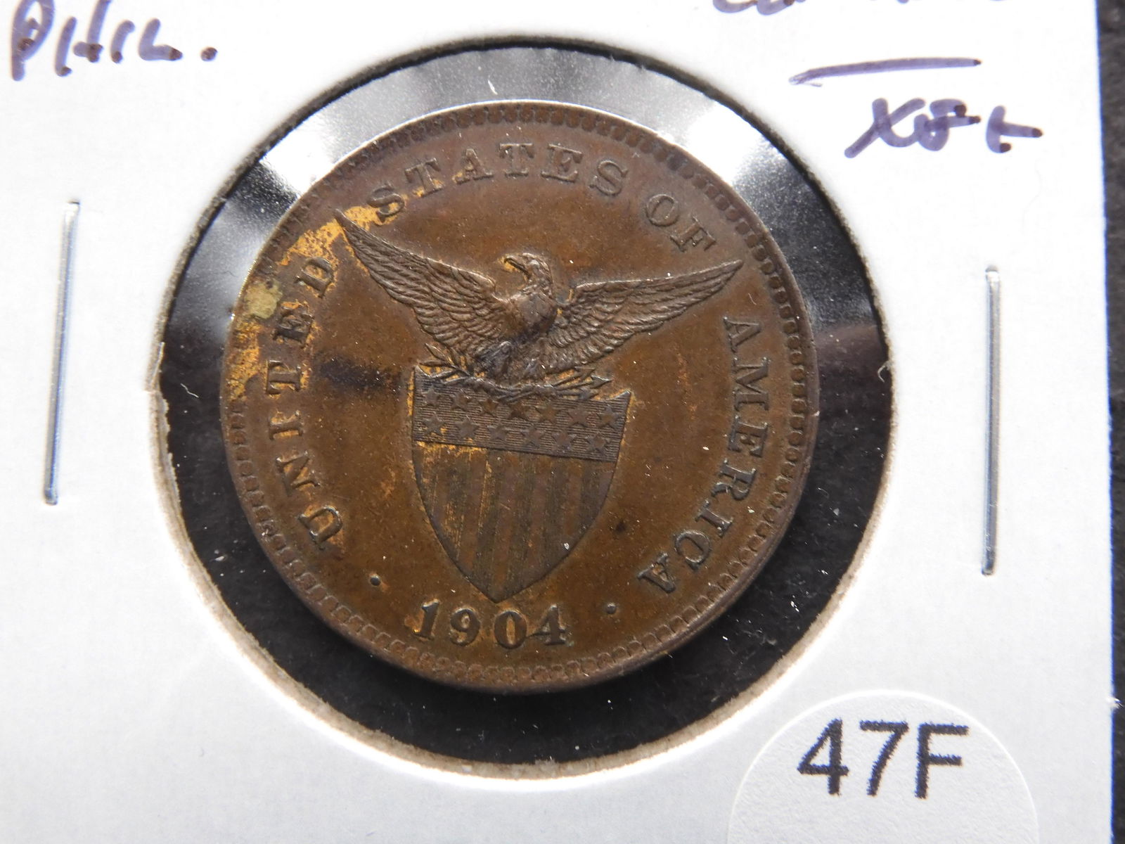 1904 Philippines 1 Centavo.  XF+. (1 of 3)