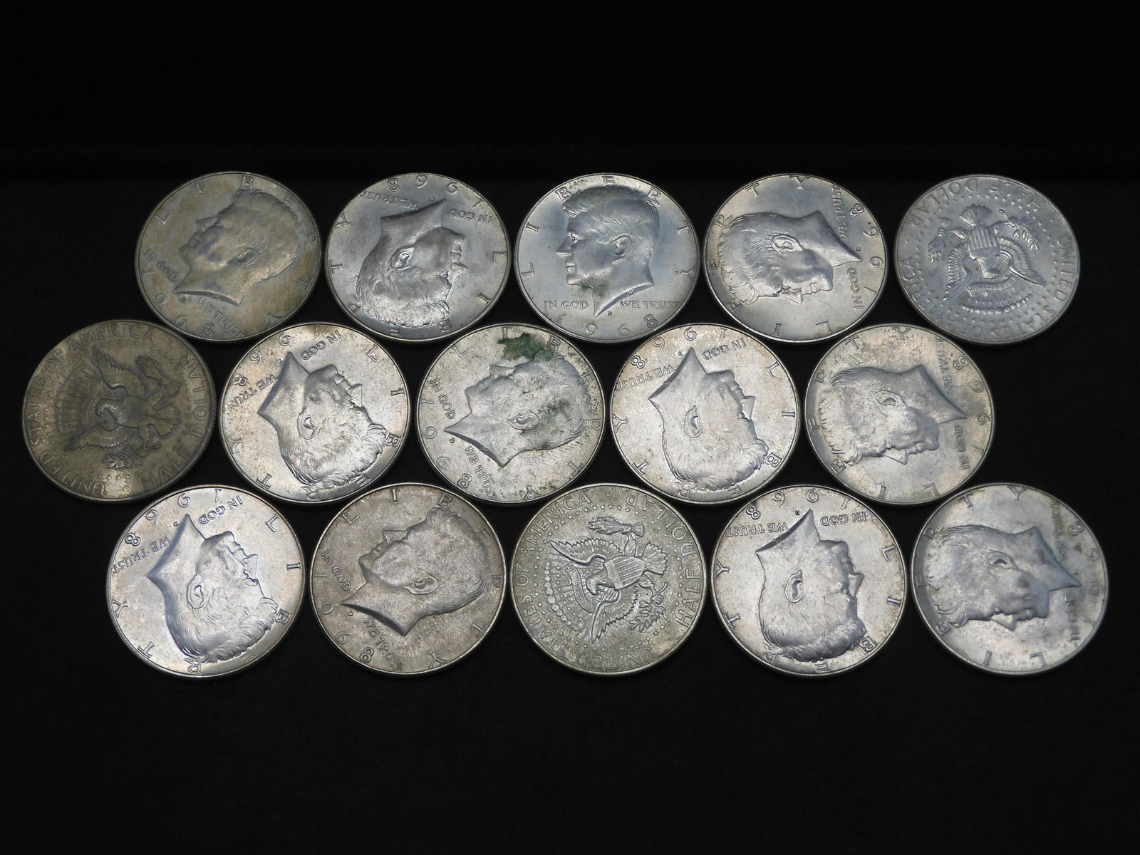 15 - 1968 Kennedy Half Dollars all 40% Silver Each (1 of 3)