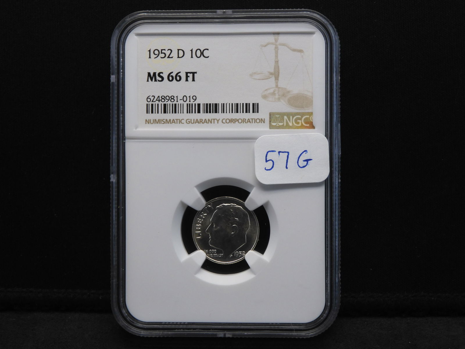 1952 D Roosevelt Dime NGC MS 66 FT (1 of 4)
