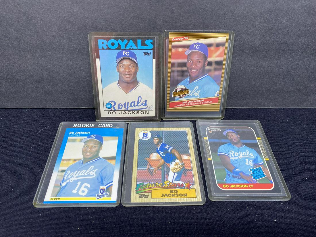 Bo Jackson Baseball Rookie Card Lot - 5 Cards (1 of 2)