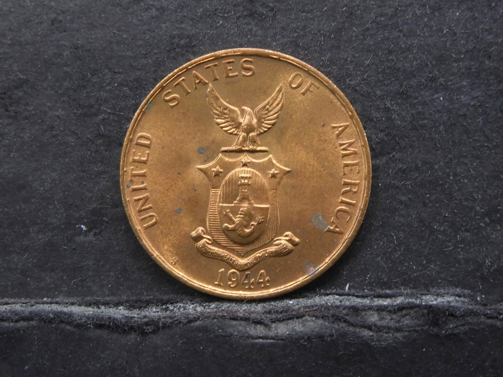 1944-S (RED/UNC), PHILIPPINES 1 CENTAVO, WORLD WAR ERA (1 of 2)