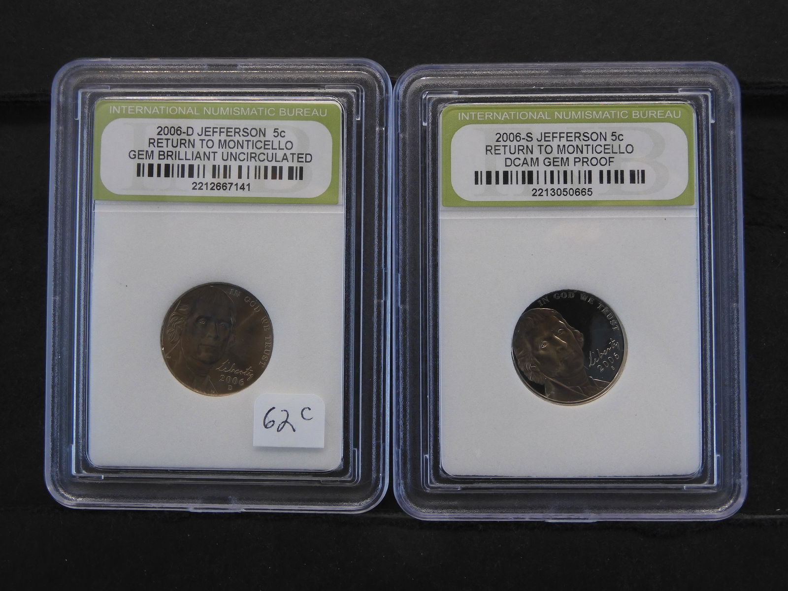 2006-D (BU) JEFFERSON 5C & 2006 S (DCAM GEM PROOF) (1 of 6)