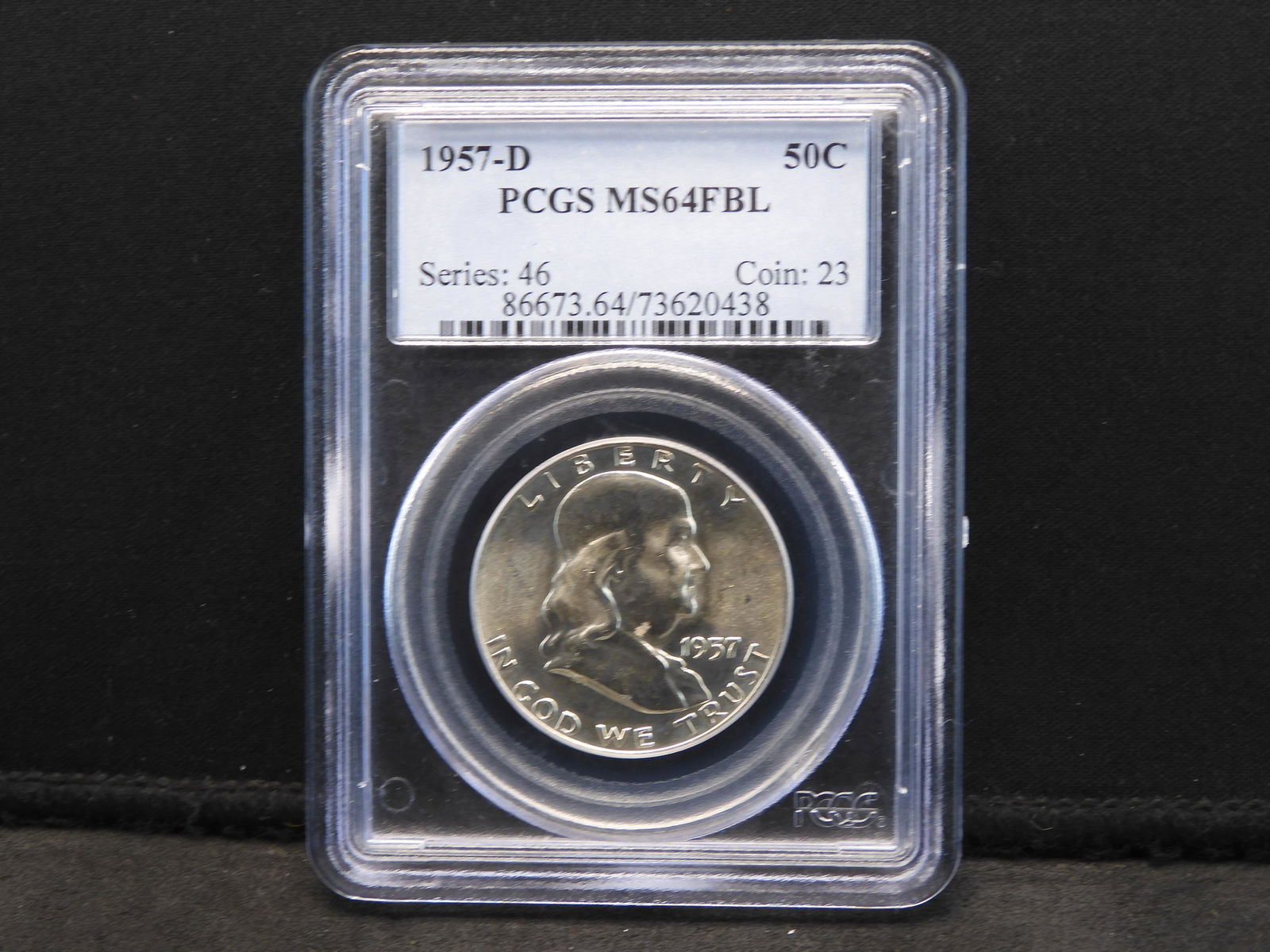 1957-D PCGS MS64 FBL Franklin Silver Half Dollar (1 of 4)