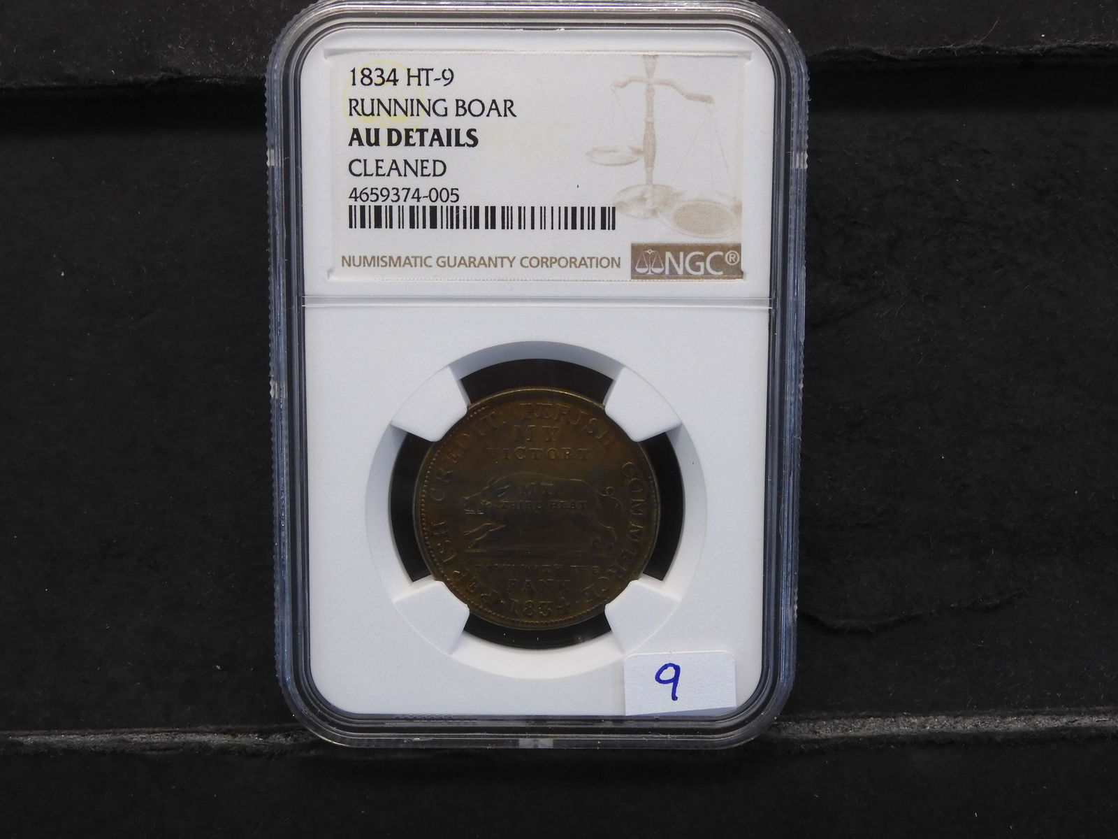 NGC Graded AU Details -1834 Running Boar Hard Times (1 of 4)