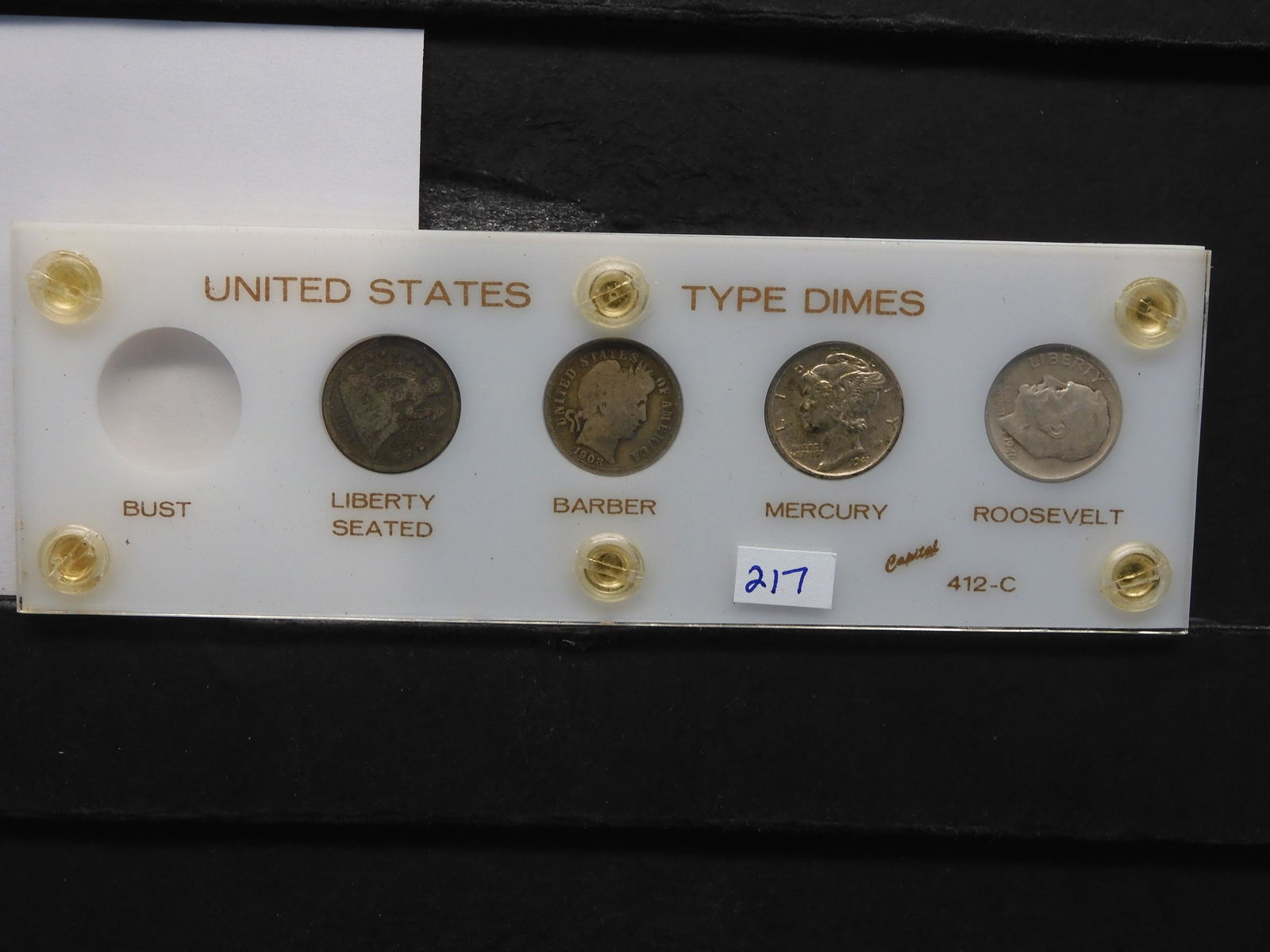 4 Types of Silver Dimes (1857-O Liberty Seated, 1908 (1 of 2)