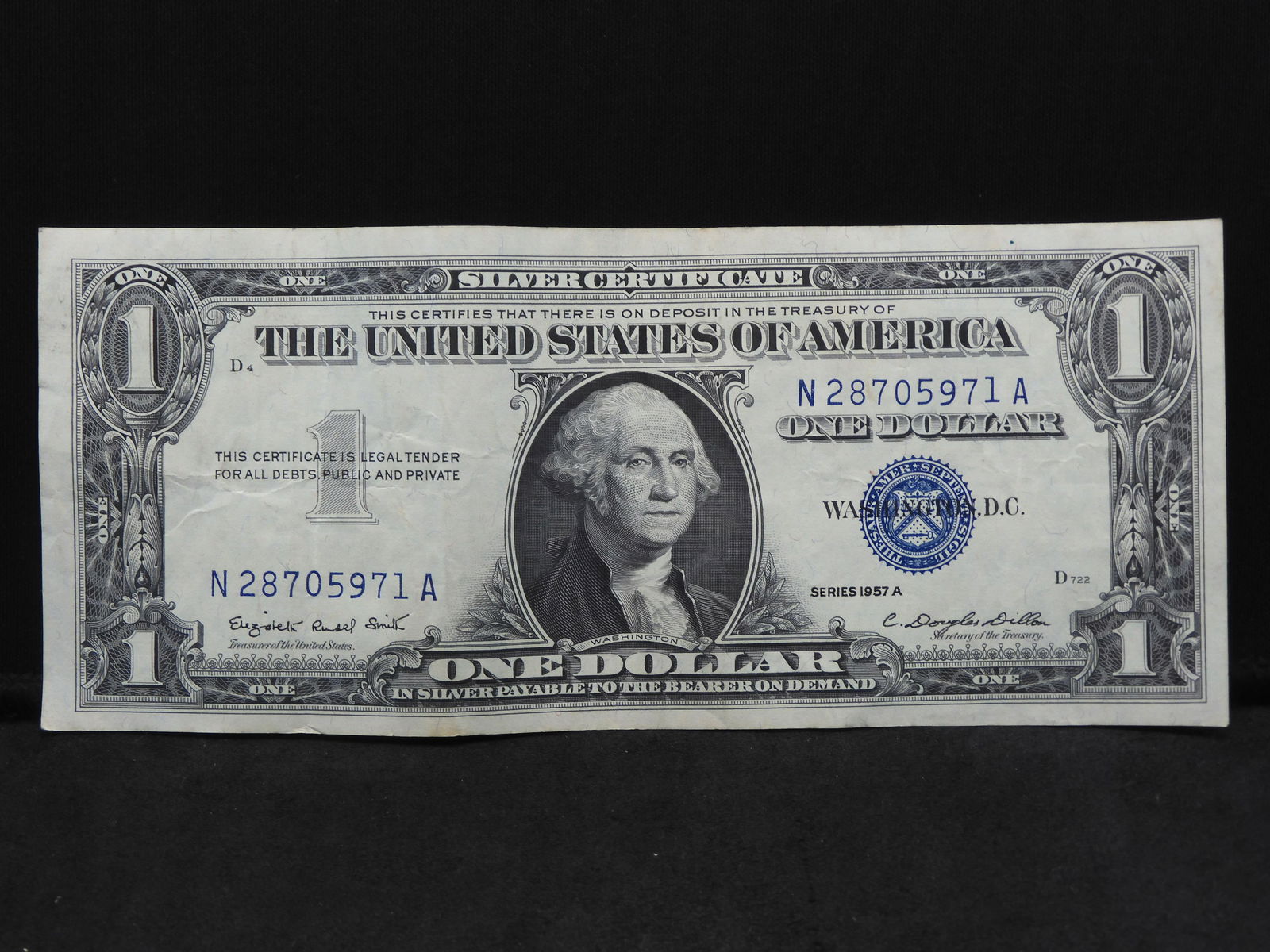 1957-A $1 Bright, Crisp Blue Seal United States Note. (1 of 3)