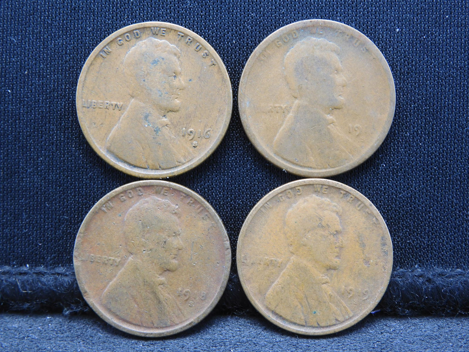 1916-S 1917-S 1918-S 1919-S Lincoln Head Wheat Cents. (1 of 2)
