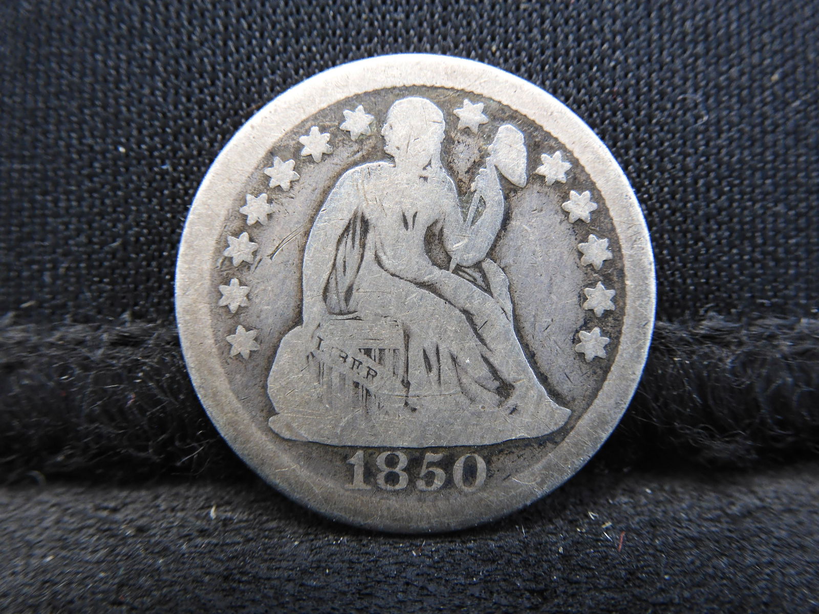 Love Token - 1850 Seated Liberty Silver Dime w/ Basket (1 of 2)