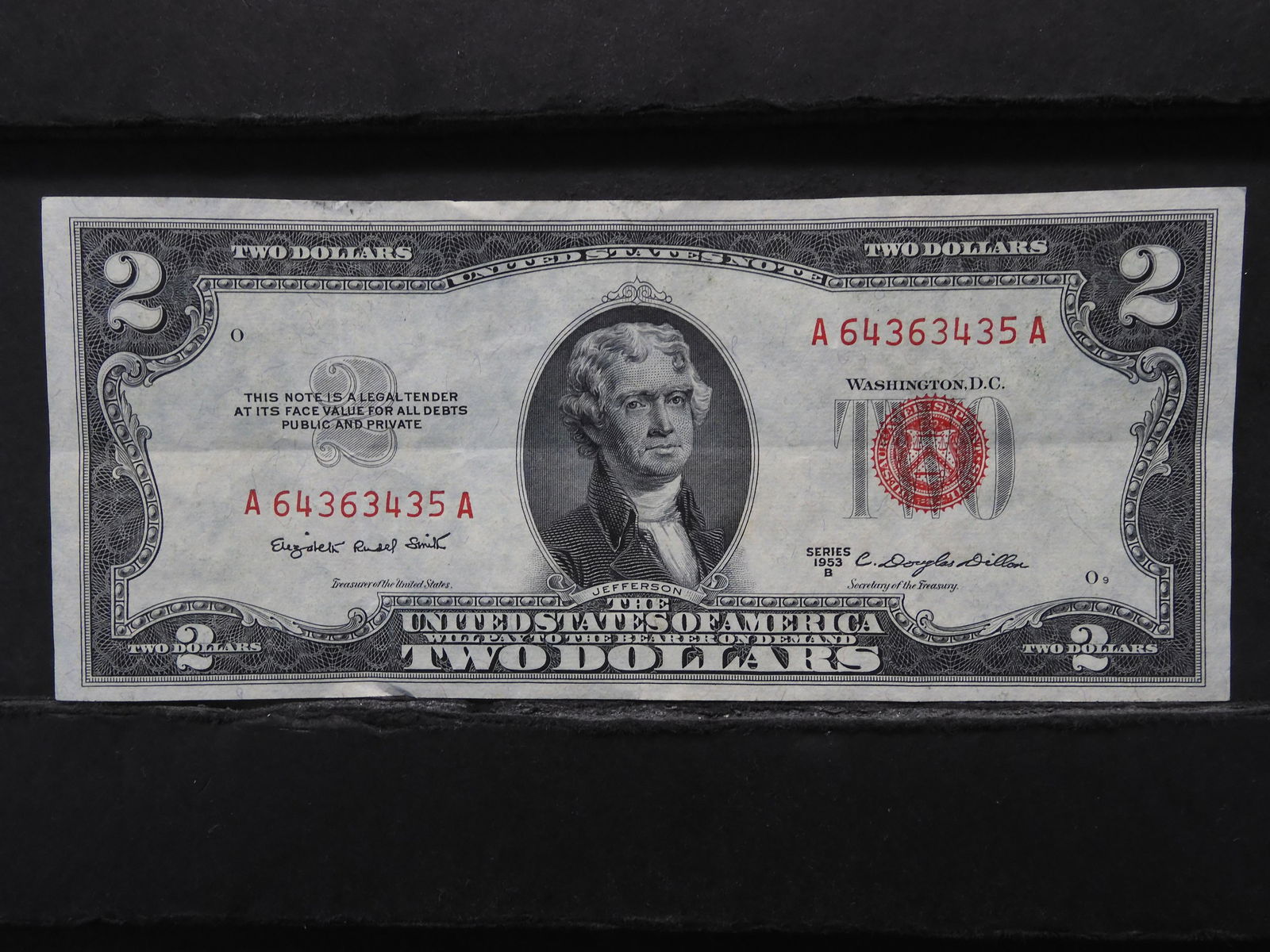 1953-B (RED NOTE), $2 DOLLAR! (1 of 3)