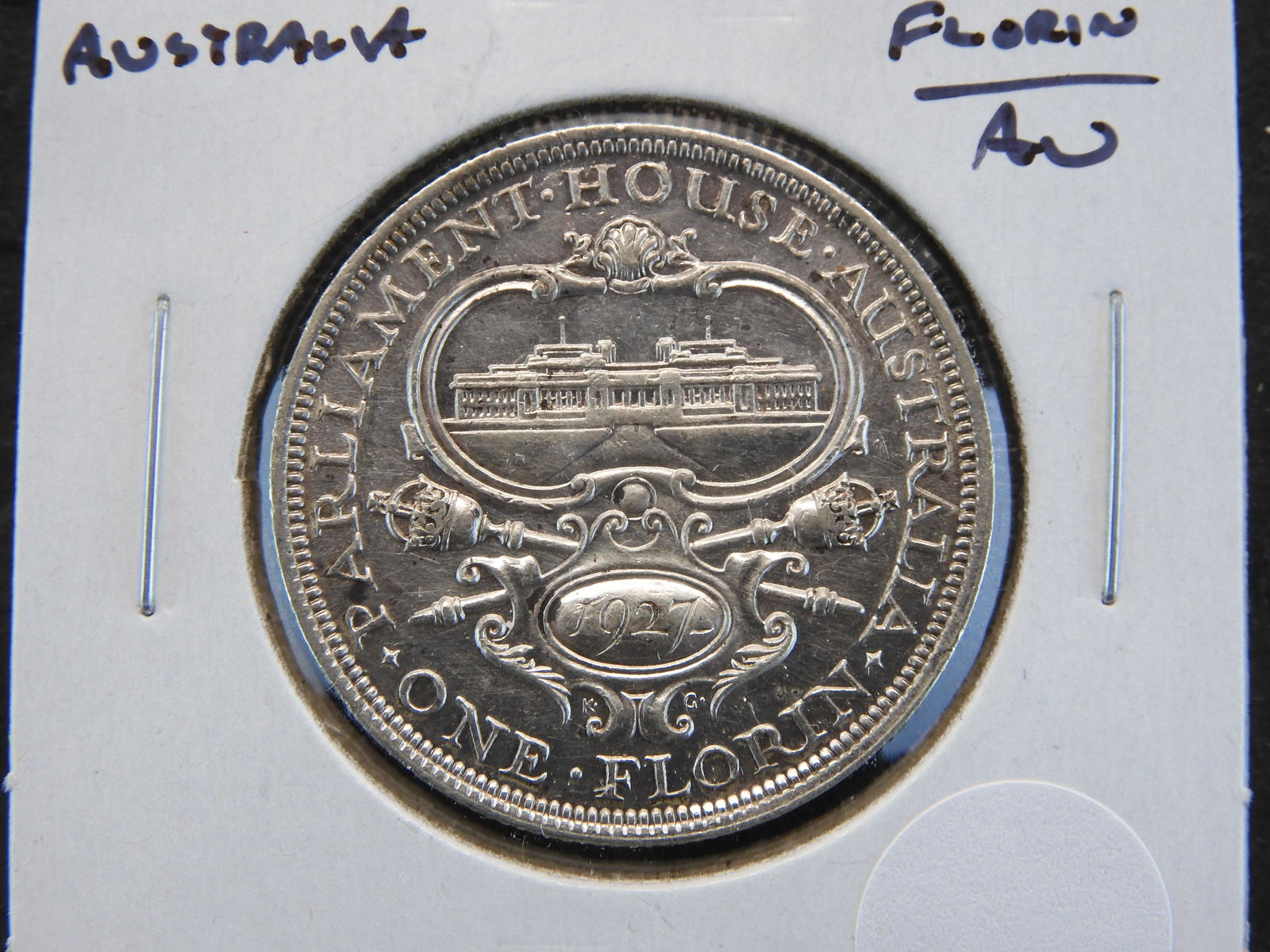 1927 Australia Silver Florin.  AU. (1 of 3)