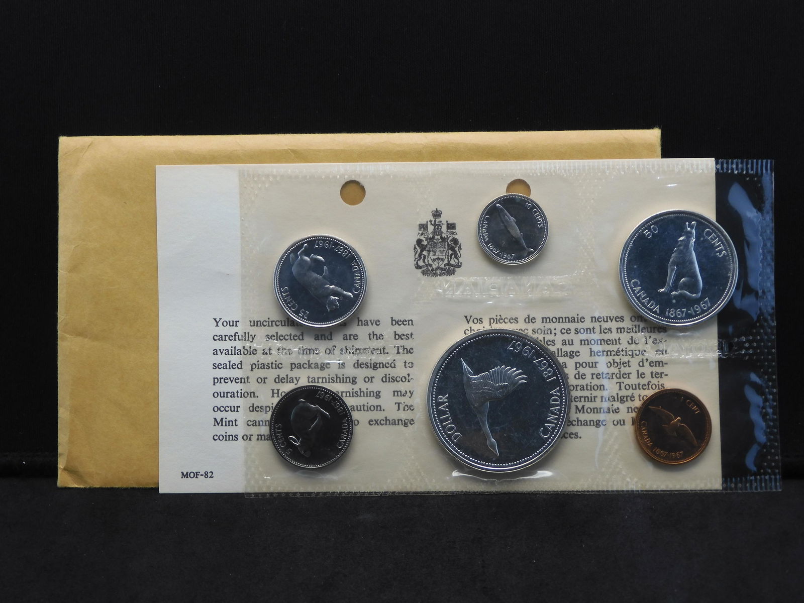 1967 Canada (6) coin Proof Like Set.  Three silver (1 of 3)