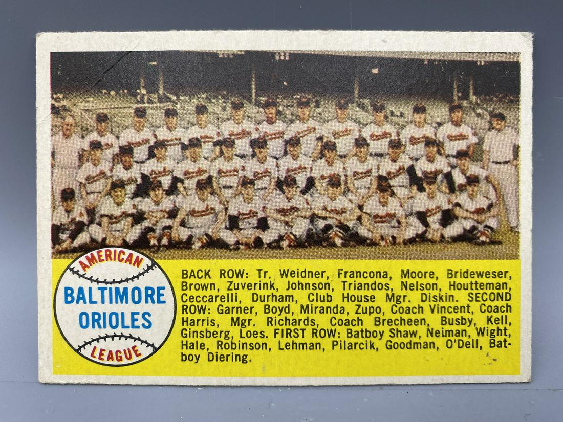 1958 Topps Baltimore Orioles Team Checklist #408: 1958 Topps Baltimore Orioles Team Checklist #408