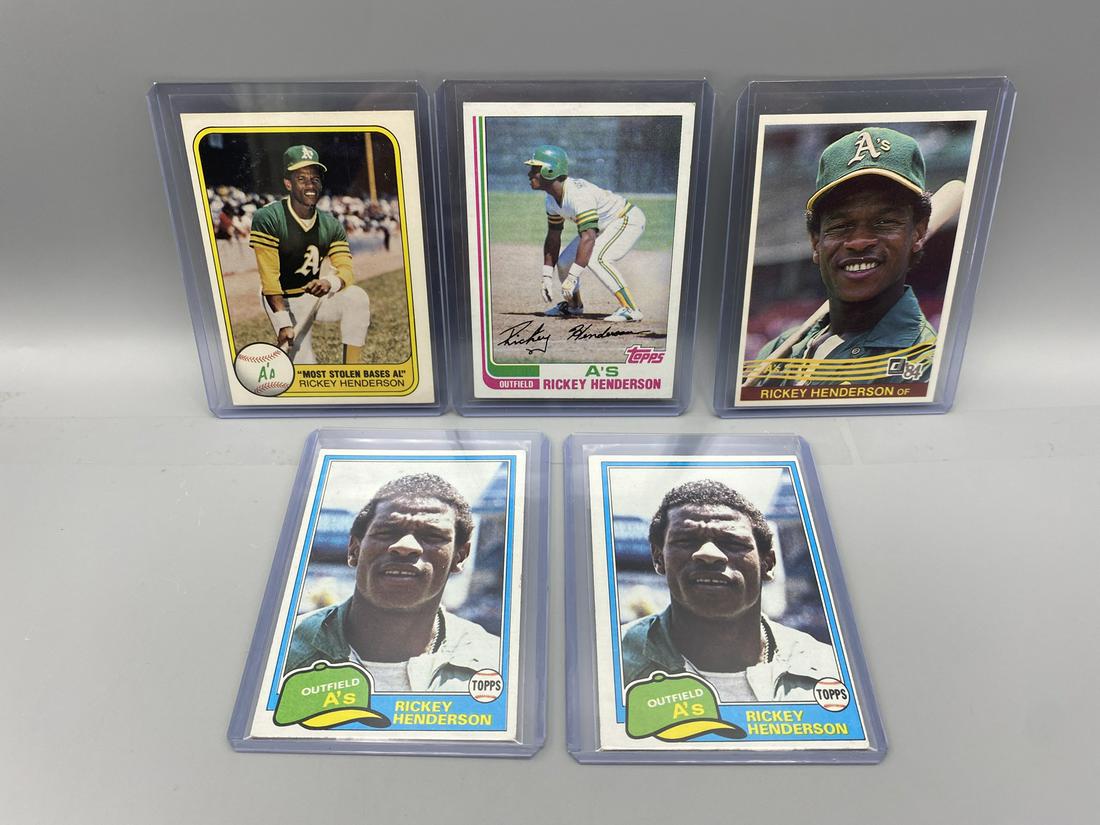 Rickey Henderson Lot of 5 - 1981 Topps & Fleer, 1982 (1 of 2)