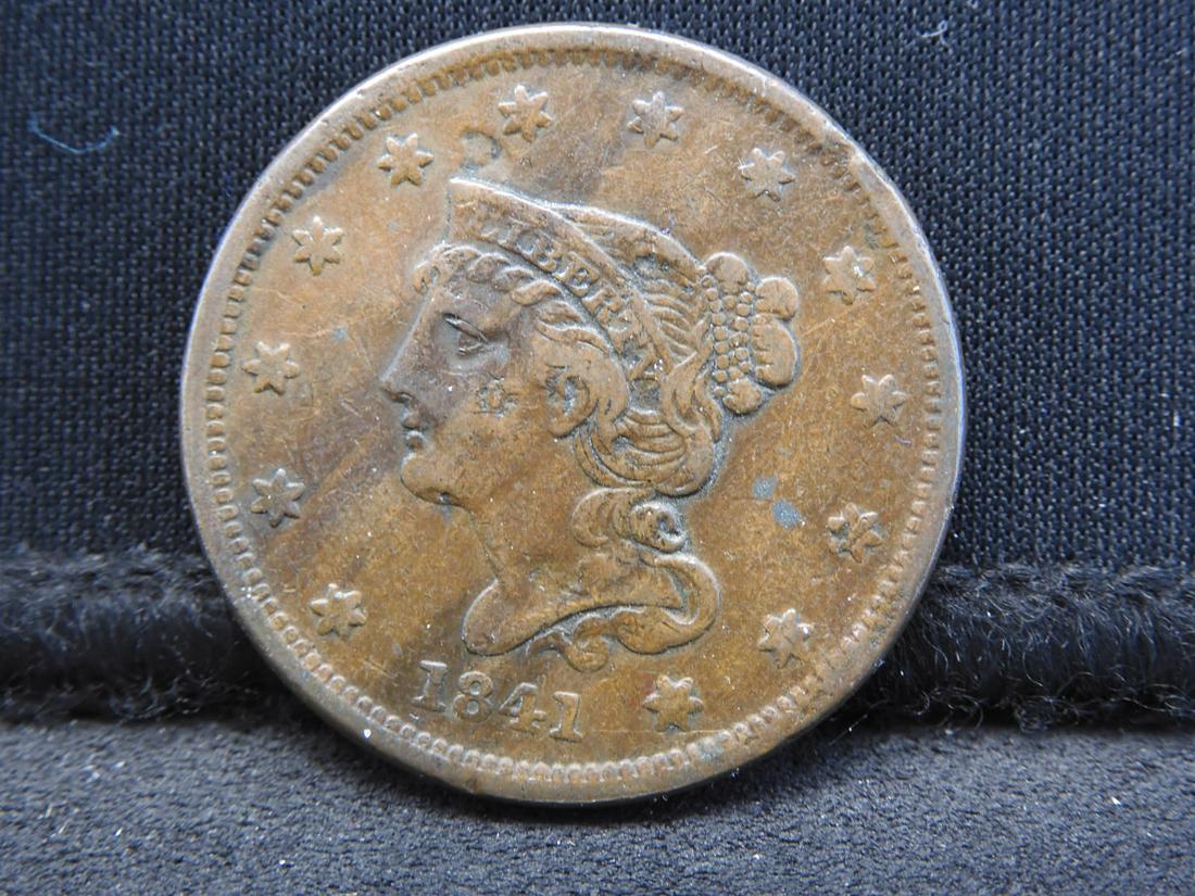1841 Braided Hair Large Cent - Better Date! (1 of 2)