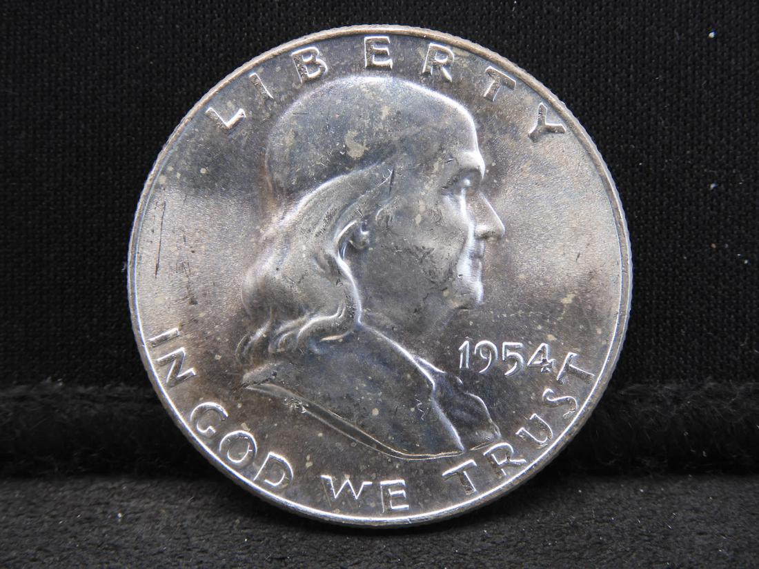 1954-D Franklin Silver Half Dollar - GEM BU (1 of 2)