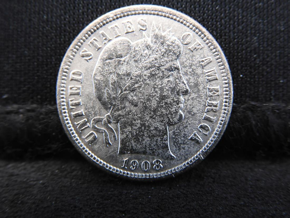 1908-S Barber Silver Dime - Great Detail! (1 of 2)