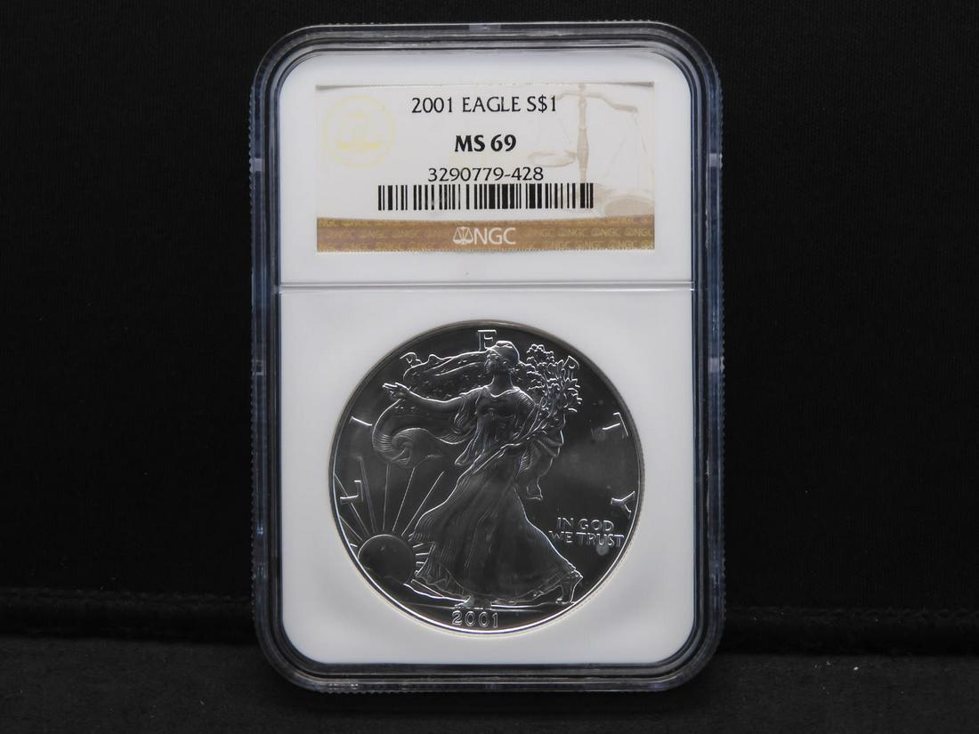 2001 American Silver Eagle NGC MS69  - Near Perfect! (1 of 4)